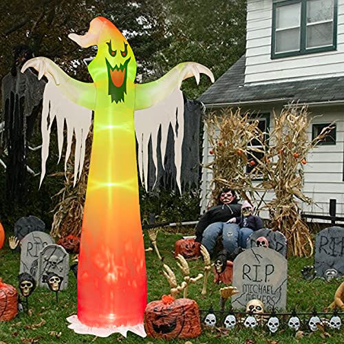 Hourleey 9 FT Halloween Inflatables Outdoor, Halloween Blow Up Yard Decorations with Built-in LED Lights for Indoor Outdoor Party Garden Lawn Clearance (Ghost)