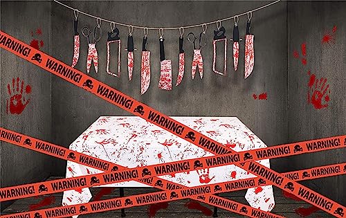 Yomiie Halloween Warning Caution Tapes, Orange Skull Fright Barrier Tape - Outdoor Halloween Party Decorations, Crime Scene Decorate, Haunted House Props, Zombie Zone Indoor Decor Supplies