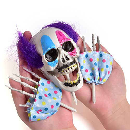 FUN LITTLE TOYS 6 Pieces Scary Clown Halloween Decorations, Creepy Skeletons Clown Heads and Bones Yard Stakes Outdoor Decorations Tombstones Graveyard Pumpkins Decor Props