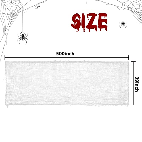 Watayo 500x39 Inch Large Size Halloween Spooky Cloth-Halloween White Scary Creepy Cloth-Windows Doorways Cover Gauze for Halloween Party Haunted House Decor