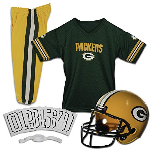 Franklin Sports Green Bay Packers Kids Football Uniform Set - NFL Youth Football Costume for Boys & Girls - Set Includes Helmet, Jersey & Pants - Medium