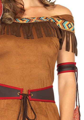 Leg Avenue 4 Piece Native Princess Set-Sexy Fringe Off The Shoulder Dress and Headband Halloween Costume for Women, Brown, X-Large