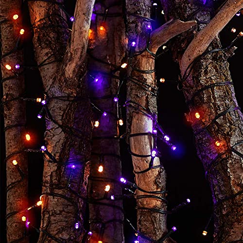 Orange and Purple Halloween lights, 200 LED 66FT Halloween Lights Plug In with 8 Modes, Waterproof Fairy Halloween Lights Outdoor, Indoor Halloween Decorations for Party Yard Room Decorations