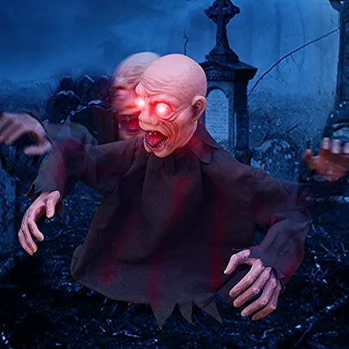 Evoio Animated Halloween Decorations Outdoor Groundbreaker Zombie Props with LED Glowing Eyes and Sound Induction for Indoor, Outdoor, Yard, Party, Graveyard Decorations (Green)