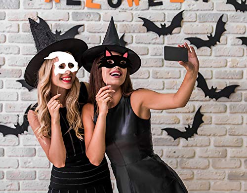 62PCS Halloween Party Decorations Set - Hallowmas Photo Booth Props Banner Balloons Pom Poms Hanging Swirls Spider Pumpkin Ornaments Supplies