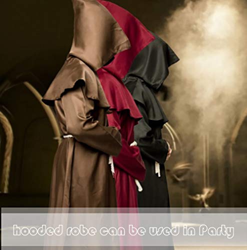 Monk Costume Adult Men Halloween Cosplay Monk Costume Adult Men Brown Monk Costume Aadult Men Hooded Cloak Monk Costume Aadult Men Medival Renaissance Priest Monk Costume Aadult Men Wizard Cape…