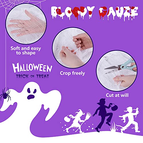 Watayo 500x39 Inch Large Size Halloween Spooky Cloth-Halloween White Scary Creepy Cloth-Windows Doorways Cover Gauze for Halloween Party Haunted House Decor
