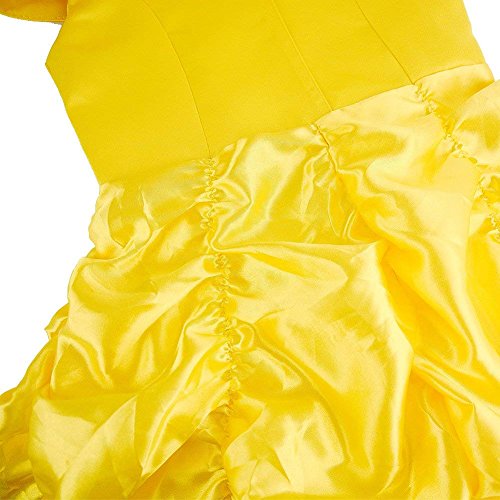 Padete Little Girls Princess Yellow Party Costume Off Shoulder Dress with Accessories (Yellow with Accessories, 5 years/120cm)