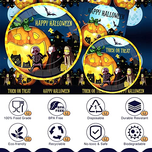 Halloween Plates, Halloween Decorations, Halloween Party Supplies Includes Halloween Plates and Napkins, Halloween Tablecloth, Halloween Birthday Party Decorations, Serves 24