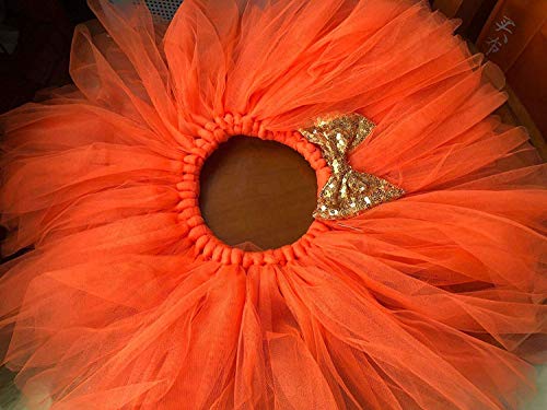 Baby Girls Halloween Outfits My 1st Halloween Romper+ Tutu Dress+ Striated Leg Warmer+ Bunny Headband 4Pcs Outfit Set (3-6 Months, Black&Orange)