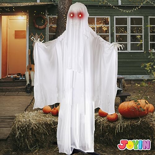 JOYIN 68" Halloween Animated Ghost Decoration, Standing Skeleton Ghost Prop with Light-up Eyes and Creepy Sound (Sound Activation) for Halloween Outdoor, Lawn, Yard, Patio, Haunted House Decorations