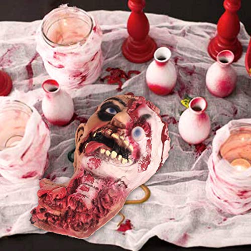 Pawliss Halloween Decorations, Scary Fake Bloody Body Parts Props Severed Cut Off Head with Eyeball Hanging