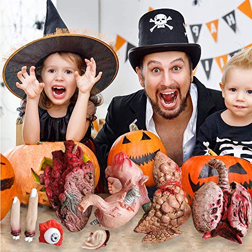 Medou Halloween Blood Props Fake Scary Severed Hand Broken Body Parts for Haunted House Halloween Zombie Party Decorations (9 Pcs)