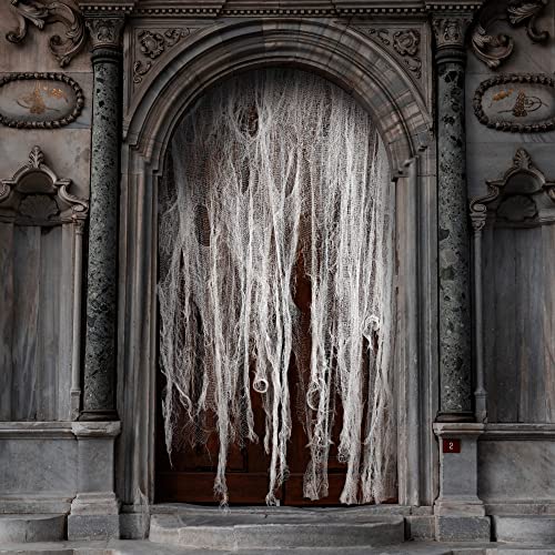 Watayo 500x39 Inch Large Size Halloween Spooky Cloth-Halloween White Scary Creepy Cloth-Windows Doorways Cover Gauze for Halloween Party Haunted House Decor