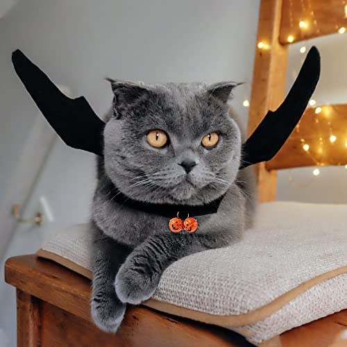 YUJUN Cat Halloween Costume Pets Bat Wing with Pumpkin Shaped Jingle Bells Accessory for Puppy Kitten Halloween Party Costume Supplies