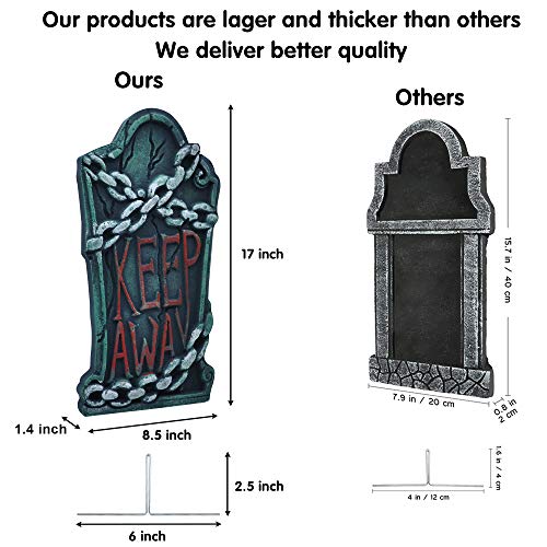 JOYIN 17” Halloween Foam Graveyard Tombstone (5 Pack), Headstone with Different Styles and Bonus Metal Stakes for Outdoor Indoor Halloween Yard Decorations