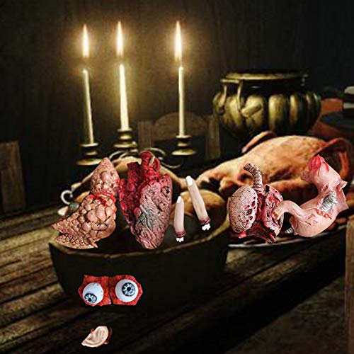 Medou Halloween Blood Props Fake Scary Severed Hand Broken Body Parts for Haunted House Halloween Zombie Party Decorations (9 Pcs)