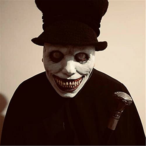 Scary Mask,Halloween Smiling Demon Masks,Creepy Mask Cosplay Props,Grey Halloween Masks Scary Latex Mask, Horror Mask for Adults Halloween Costume Party Props