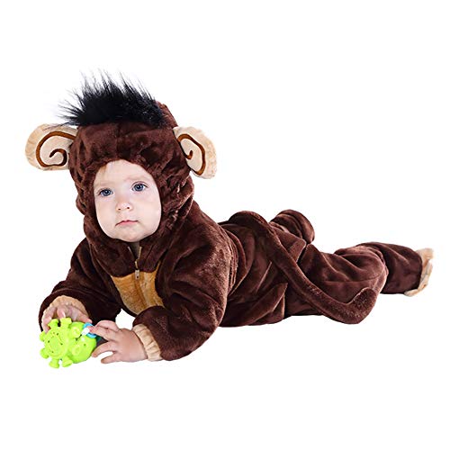 HSCTEK Baby Monkey Costume, Infant Monkey Costume for Baby Boys Girls, Baby Halloween Costume for Toddler Newborn 9-12Months