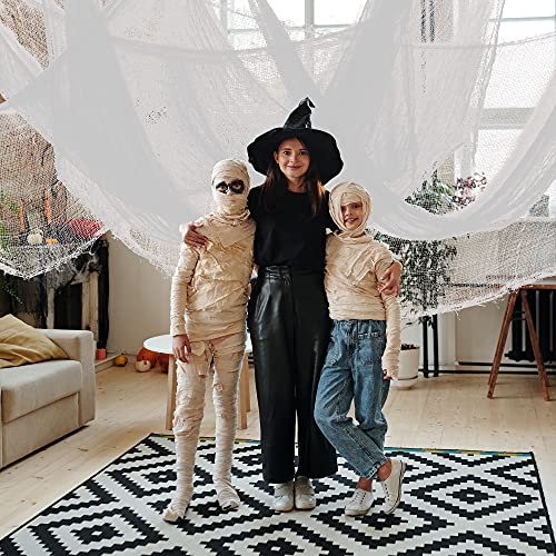 Watayo 500x39 Inch Large Size Halloween Spooky Cloth-Halloween White Scary Creepy Cloth-Windows Doorways Cover Gauze for Halloween Party Haunted House Decor