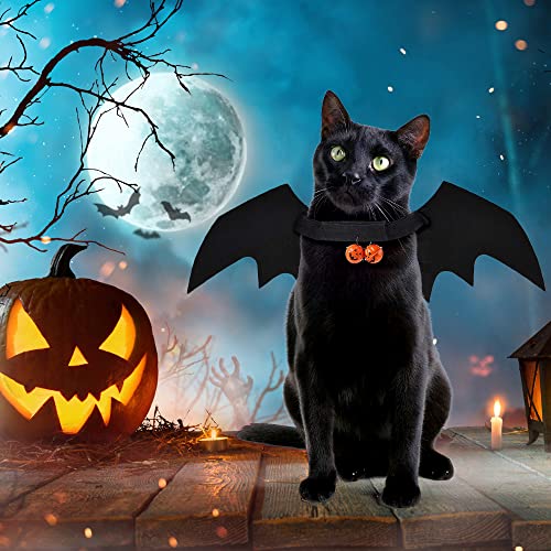 YUJUN Cat Halloween Costume Pets Bat Wing with Pumpkin Shaped Jingle Bells Accessory for Puppy Kitten Halloween Party Costume Supplies