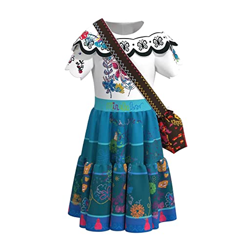 Comisoc Encanto Mirabel Dress for Girls Madrigal Isabella Costume Princess Dress Up Skirt Cartoon Halloween Cosplay Outfit