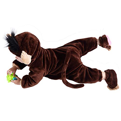 HSCTEK Baby Monkey Costume, Infant Monkey Costume for Baby Boys Girls, Baby Halloween Costume for Toddler Newborn 9-12Months