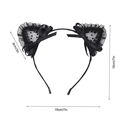 MOFEINI Sweet Lace Cat Ears Headband Black Cat Ears Hair Band Halloween Costume Accessories for Women Girls