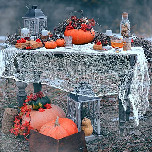 Watayo 500x39 Inch Large Size Halloween Spooky Cloth-Halloween White Scary Creepy Cloth-Windows Doorways Cover Gauze for Halloween Party Haunted House Decor
