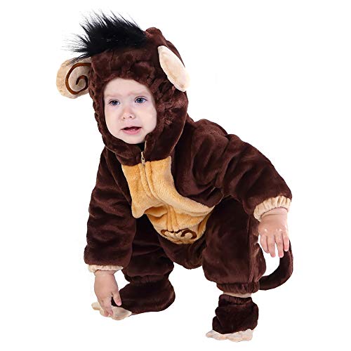 HSCTEK Baby Monkey Costume, Infant Monkey Costume for Baby Boys Girls, Baby Halloween Costume for Toddler Newborn 9-12Months