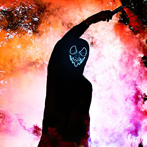 Halloween Mask Purifying Lighting LED Lights Glow Tricky Scary Mask Adjustable 3 Lighting Modes, Boys & Girls Cosplay Music Festival Dance Party, Birthday Party Gifts-luminous blue.