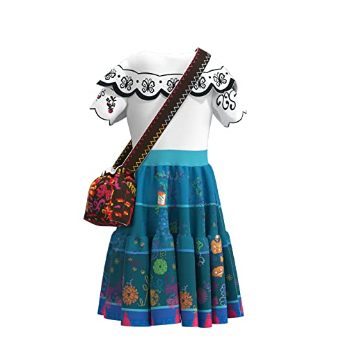 Comisoc Encanto Mirabel Dress for Girls Madrigal Isabella Costume Princess Dress Up Skirt Cartoon Halloween Cosplay Outfit