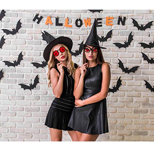 2022 Halloween Large Photo Booth Props(35pcs) for Halloween Party Supplies, Creepy Costume Props with Sticks for Halloween Decorations, Black, Red Trick or Treat Décor Favor