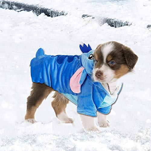Pet Costume,Gimilife Dog Hoodie,Pet Xmas Pajamas Outfit, Pet Coat for Small Medium Large Dogs and Cats,Pet Disney Stitch Cartoon,Halloween and Winter -L