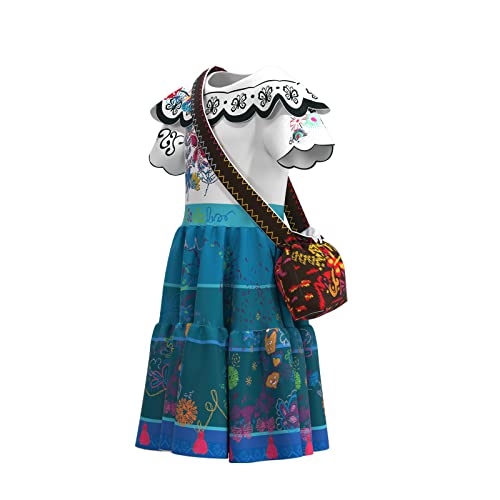 Comisoc Encanto Mirabel Dress for Girls Madrigal Isabella Costume Princess Dress Up Skirt Cartoon Halloween Cosplay Outfit