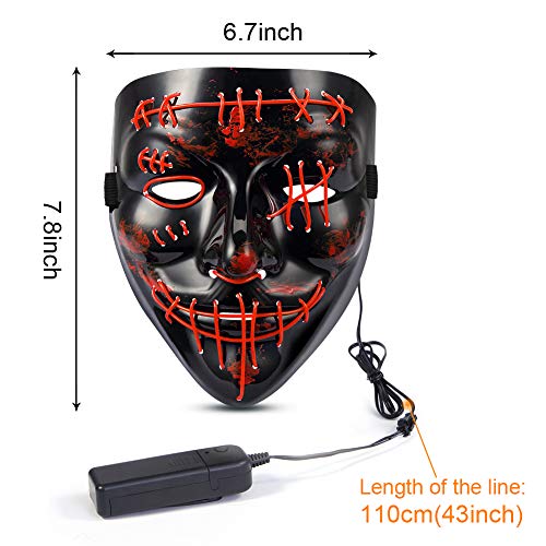 Halloween Scary Mask LED Mask LED Purge Mask [2PACK] LED Light Up Mask EL Wire Light Up for Festival Cosplay Halloween Costume Halloween Festival Party.