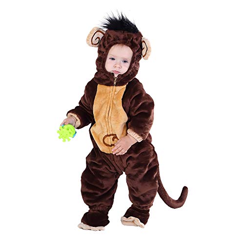 HSCTEK Baby Monkey Costume, Infant Monkey Costume for Baby Boys Girls, Baby Halloween Costume for Toddler Newborn 9-12Months