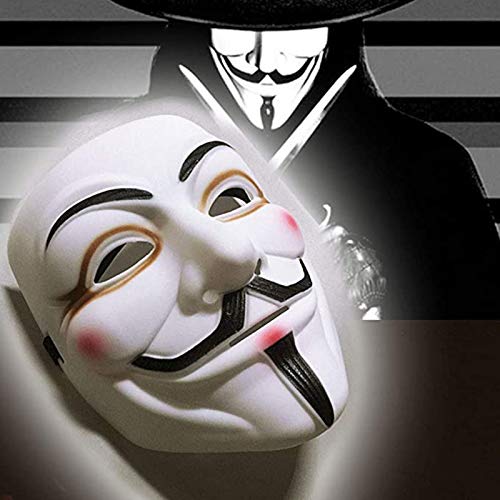 DIANCHU Halloween Masks V for Vendetta Hackers Mask, Anonymous Guy Cosplay Mask Party Costume Prop Toys Toys for Boy Girl Men Women（White） (white)