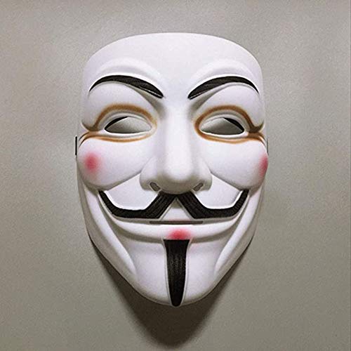DIANCHU Halloween Masks V for Vendetta Hackers Mask, Anonymous Guy Cosplay Mask Party Costume Prop Toys Toys for Boy Girl Men Women（White） (white)