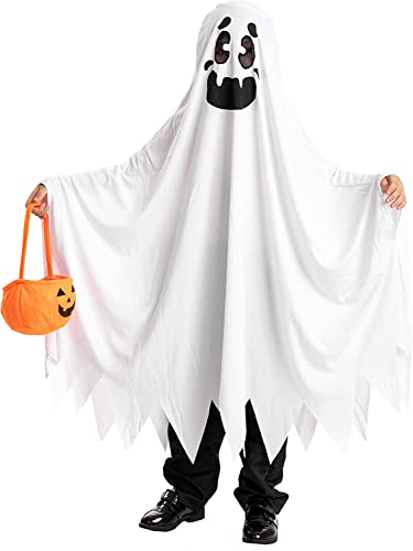 Spooktacular Creations White Ghost Costumes for Kids, Smile and Boo Ghost Costume for Halloween Spooky Trick-or-Treating (5-7 yr)