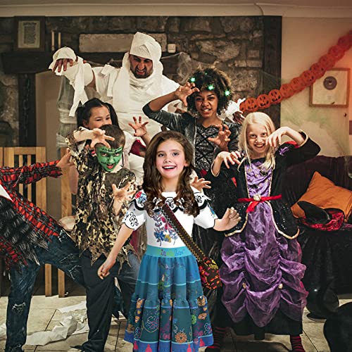 Comisoc Encanto Mirabel Dress for Girls Madrigal Isabella Costume Princess Dress Up Skirt Cartoon Halloween Cosplay Outfit