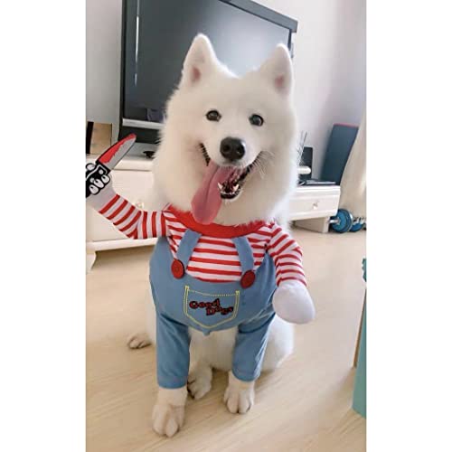 Festival Shop LTTDECO Halloween Costume for Pets, Dogs, Cats, Deadly Doll Chucky Costume, Cute, Scary and Spooky Custome for Pets,Large