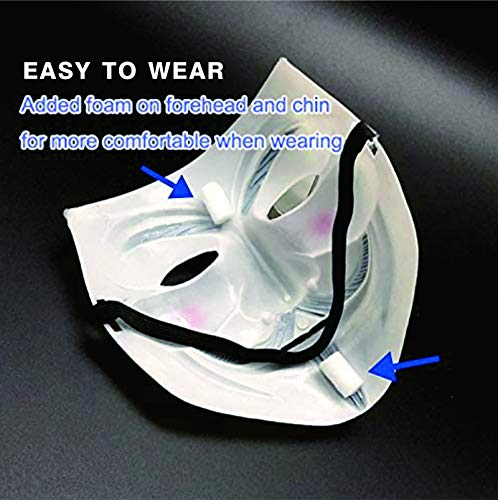DIANCHU Halloween Masks V for Vendetta Hackers Mask, Anonymous Guy Cosplay Mask Party Costume Prop Toys Toys for Boy Girl Men Women（White） (white)