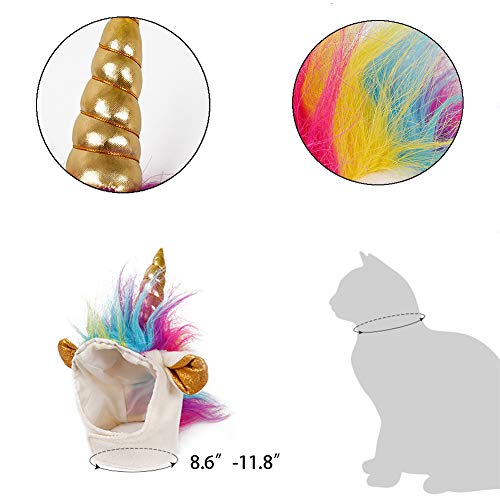 NACOCO Cat Unicorn Hat with Ear Hole for Small Dogs Puppy, Cat Costume Accessory for Halloween, Cosplay Mane Cap (with Ear Hole)
