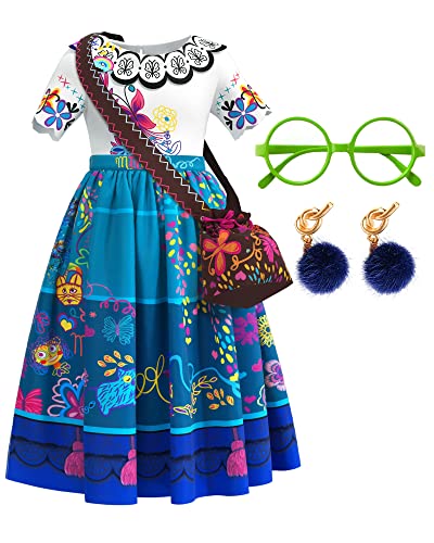 Mirabel Costume for Girls,Mirabel Dress Isabella Costume Halloween Costume Outfit for Kids (8-9Years)