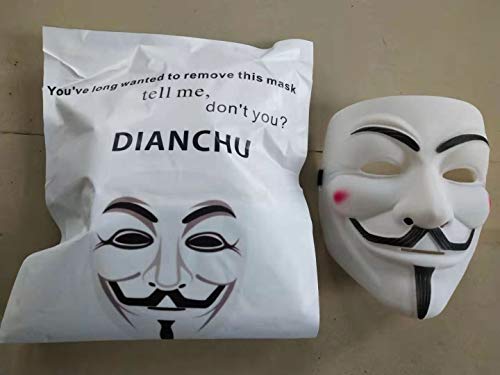 DIANCHU Halloween Masks V for Vendetta Hackers Mask, Anonymous Guy Cosplay Mask Party Costume Prop Toys Toys for Boy Girl Men Women（White） (white)