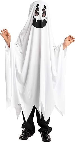 Spooktacular Creations White Ghost Costumes for Kids, Smile and Boo Ghost Costume for Halloween Spooky Trick-or-Treating (5-7 yr)