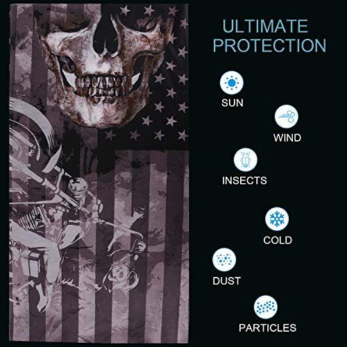 MoKo Halloween Face Mask for Cold Weather [6 Pack], Neck Gaiter Shield Scarf Elastic Balaclava Headbands Headwear, Windproof Skull Bandana for Men Women for Motorcycle Cycling Riding Skiing Party