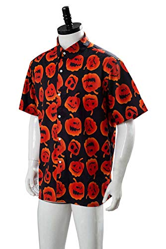 Men's Halloween Pumpkin Suits Costume Cosplay Party Tuxedo Pants Jacket with Tie (Large, Shirt)