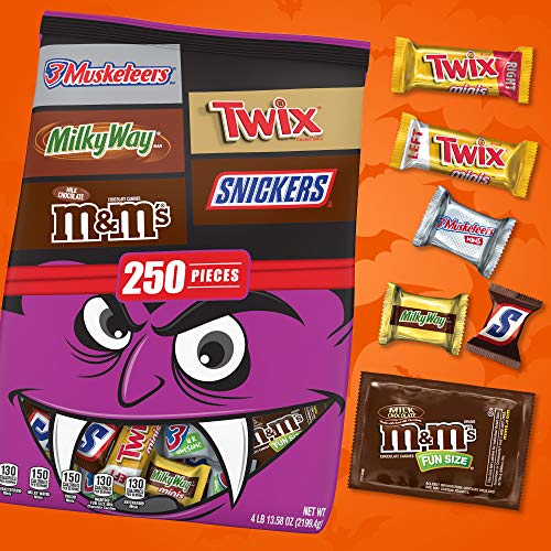 M&M'S, SNICKERS, TWIX, 3 MUSKETEERS & MILKY WAY Halloween Chocolate Candy Variety Mix 77.58-Ounce 250-Piece Bag